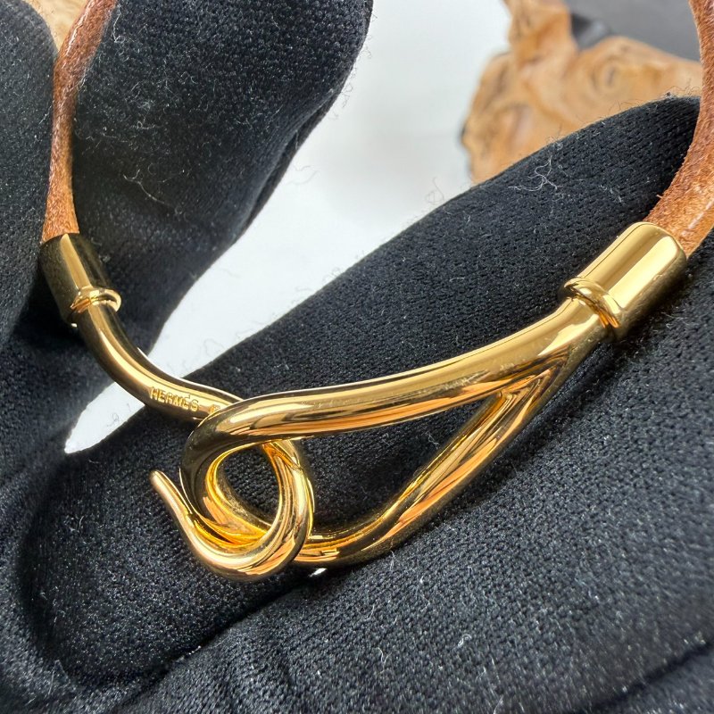 狀態良好 HERMES 愛馬仕 金勾單圈皮革手環 男女適用-8