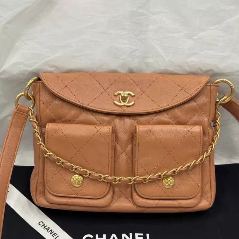 Chanel 24p hobo 小號 焦糖色 腋下 嬉皮包 芯片款 22*5*18.5cm 9新 配件塵袋-2