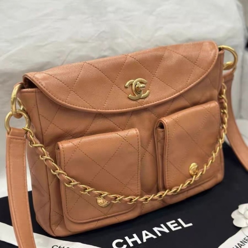 Chanel 24p hobo 小號 焦糖色 腋下 嬉皮包 芯片款 22*5*18.5cm 9新 配件塵袋-3
