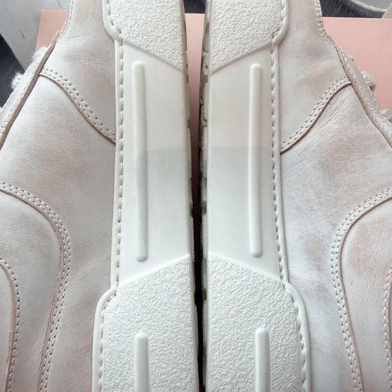 二手精品自賣❤️Miu Miu經典款髒髒厚底增高小白鞋👟休閒鞋.35.5號.有加鞋墊36可穿-8