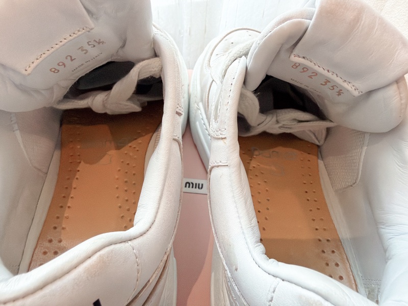 二手精品自賣❤️Miu Miu經典款髒髒厚底增高小白鞋👟休閒鞋.35.5號.有加鞋墊36可穿-13