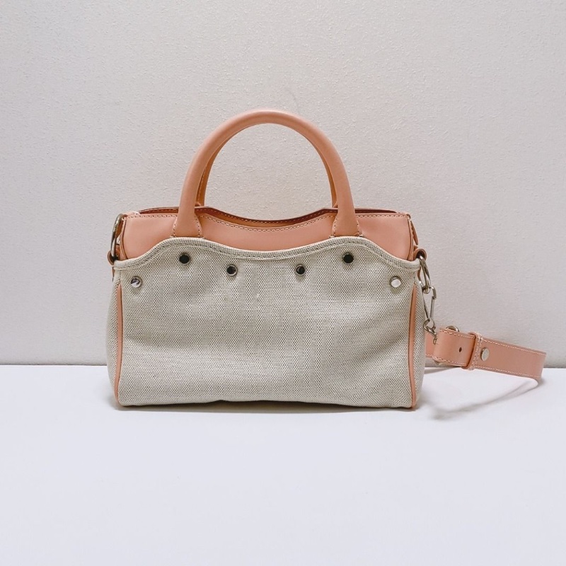 Balenciaga機車包 mini City粉色帆布款 波士頓手提肩背斜背包 23×17×6  9新. 配件塵袋-2