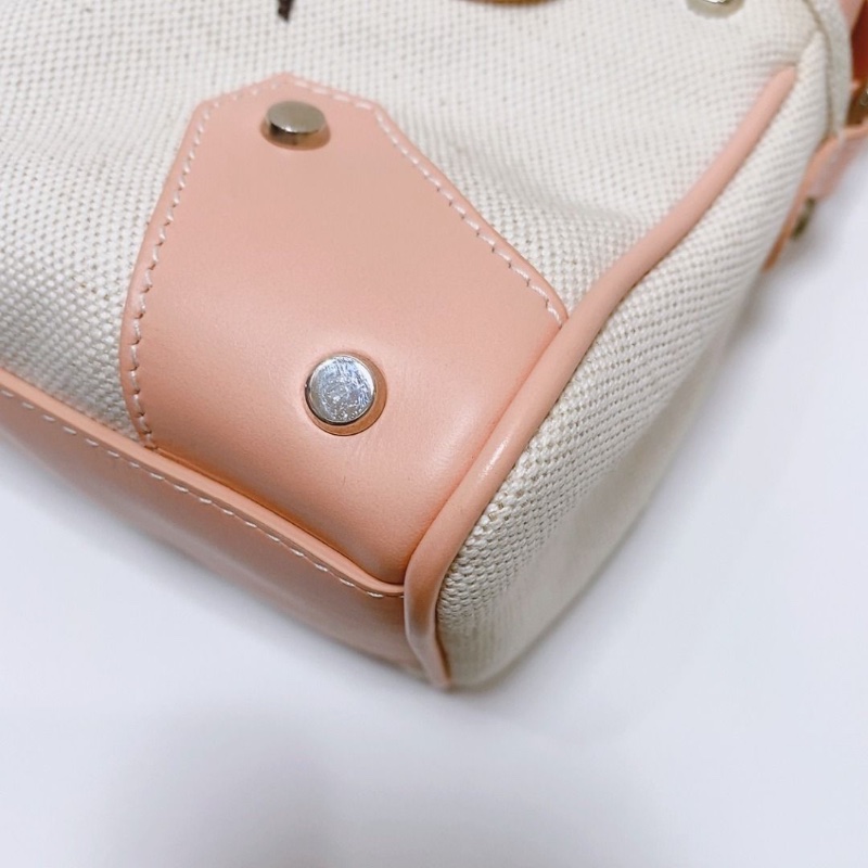 Balenciaga機車包 mini City粉色帆布款 波士頓手提肩背斜背包 23×17×6  9新. 配件塵袋-5