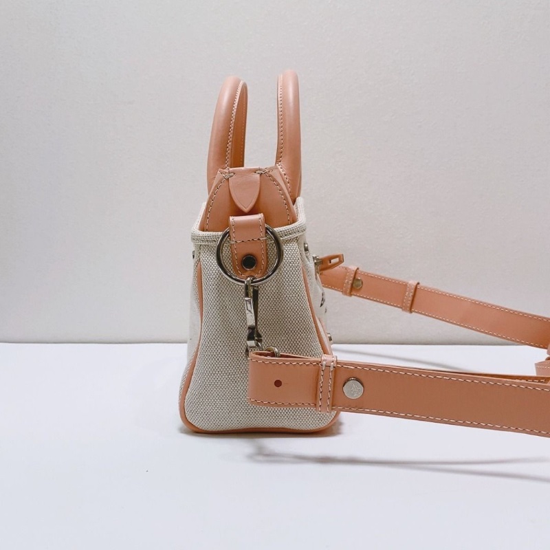 Balenciaga機車包 mini City粉色帆布款 波士頓手提肩背斜背包 23×17×6  9新. 配件塵袋-7