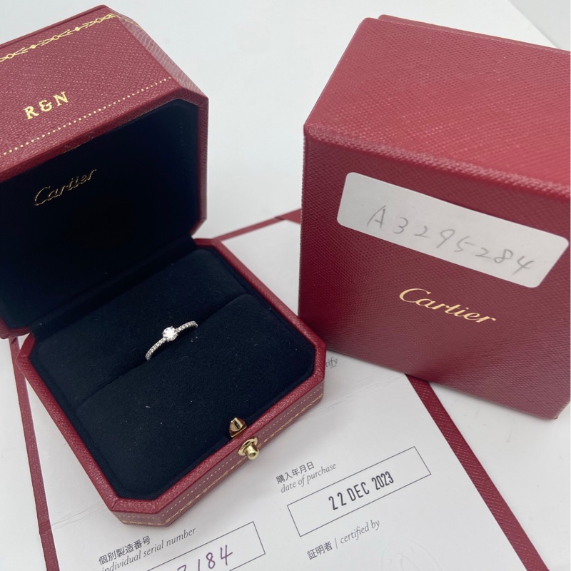 Cartier 卡地亚0.23克拉钻戒，净度：D，Pt950材质，23年购入，(原47码改46码）有盒子保卡-0