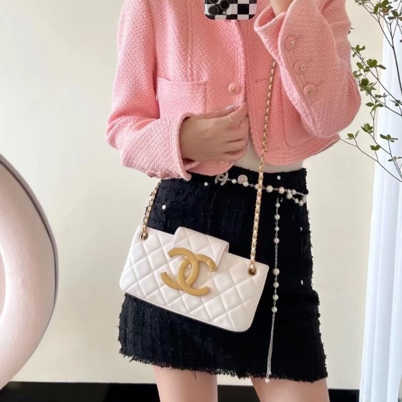 Chanel 24C法棍包 白金羊皮 芯片款 24×11.5 *3 9新 配件塵袋-2