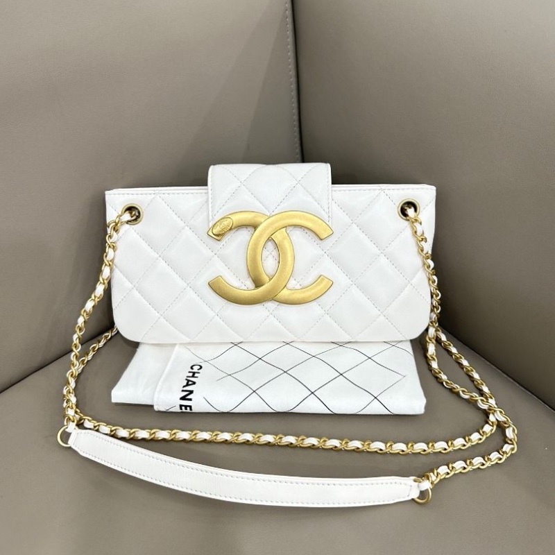 Chanel 24C法棍包 白金羊皮 芯片款 24×11.5 *3 9新 配件塵袋-3