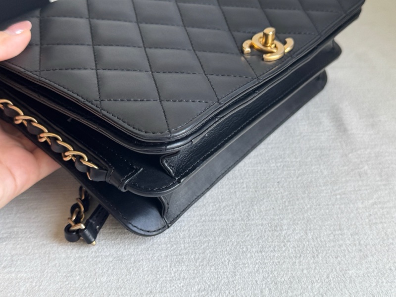 Chanel香奈兒 黑金鍊條包，27開有卡 98新-4