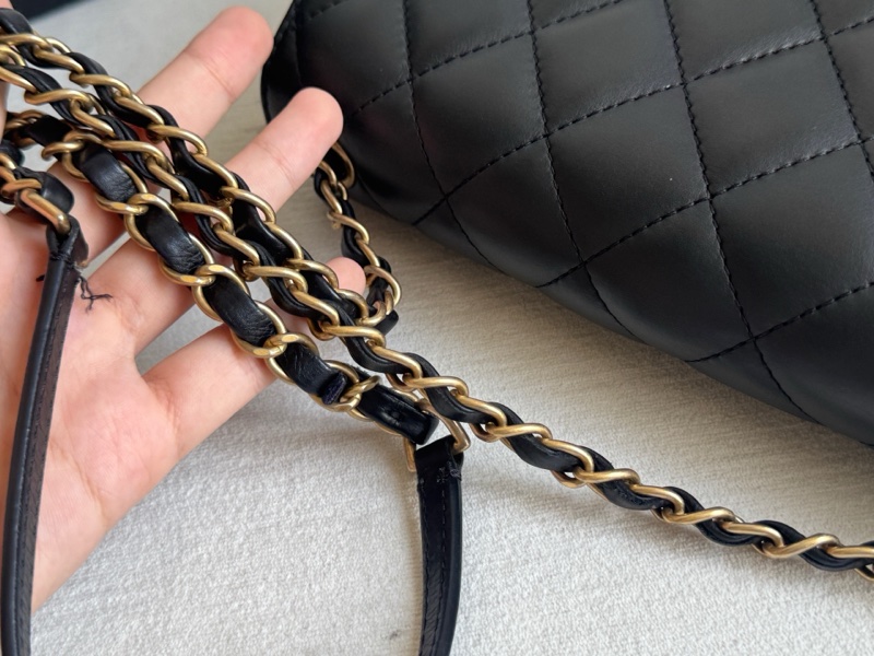 Chanel香奈兒 黑金鍊條包，27開有卡 98新-7
