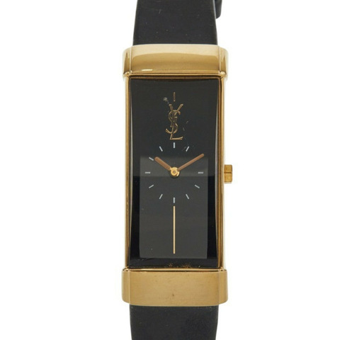 聖羅蘭 YSL 標誌腕錶 5421-H0551Y 石英錶 黑色錶盤 皮革錶帶 GP 女士 SAINT LAURENT