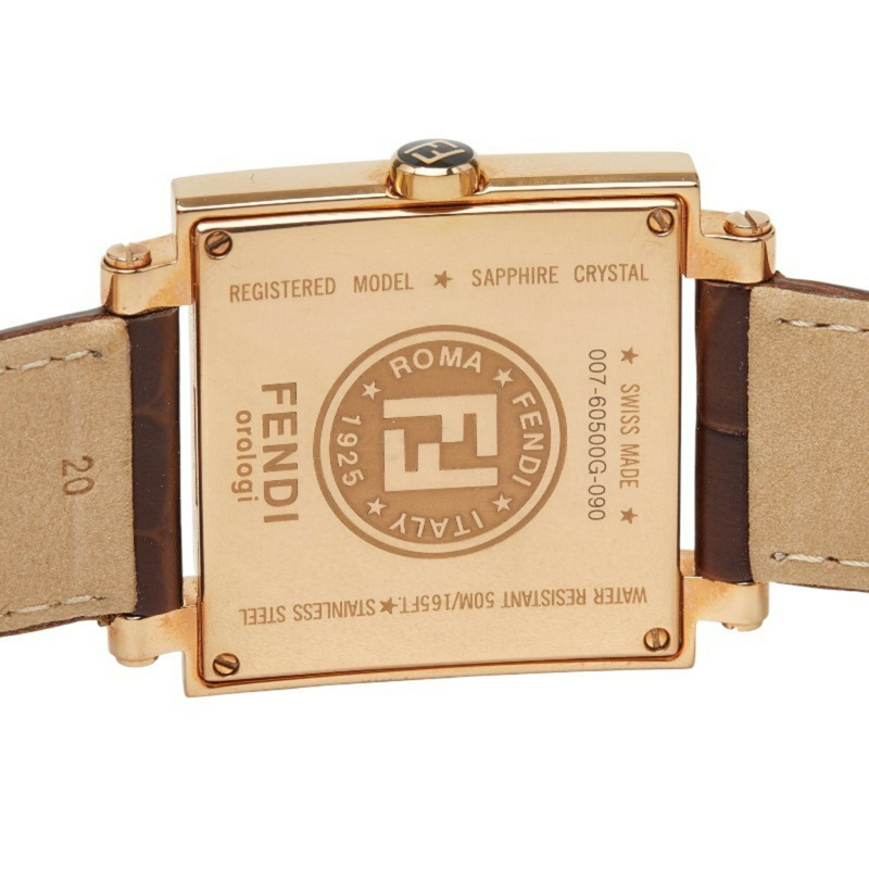 Fendi Quadro腕錶 007-60500G-090 石英錶 白色錶盤 不鏽鋼錶帶 皮革錶帶 藍寶石水晶錶鏡 女士 FENDI-3