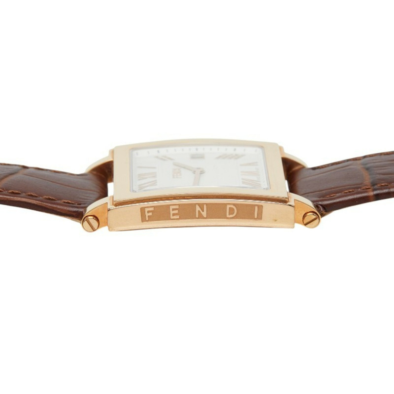 Fendi Quadro腕錶 007-60500G-090 石英錶 白色錶盤 不鏽鋼錶帶 皮革錶帶 藍寶石水晶錶鏡 女士 FENDI-5