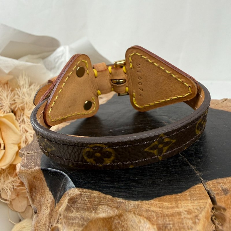 狀態良好 LV Monogram Theda Bracelet 老花 皮革手環 男女適用-1