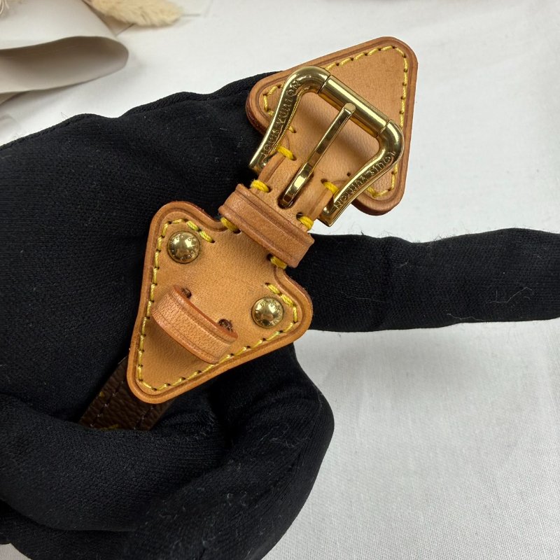 狀態良好 LV Monogram Theda Bracelet 老花 皮革手環 男女適用-2