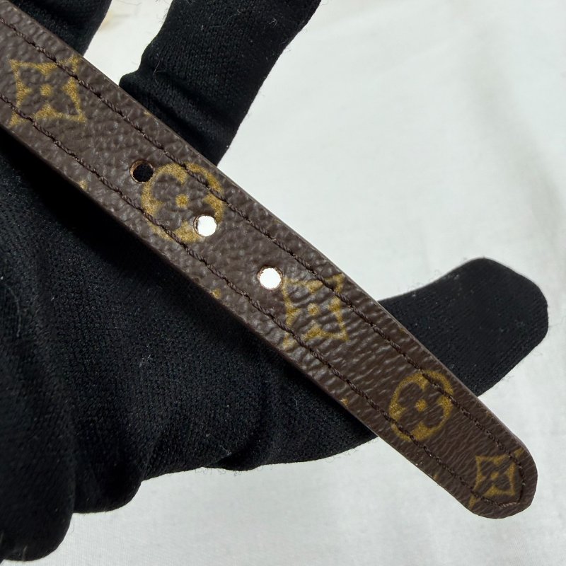 狀態良好 LV Monogram Theda Bracelet 老花 皮革手環 男女適用-8