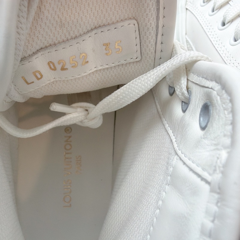 二手精品自賣❤️LV高筒老花皮標logo小白鞋.高筒鞋.餅乾鞋👟小增高效果.35號.全配-17