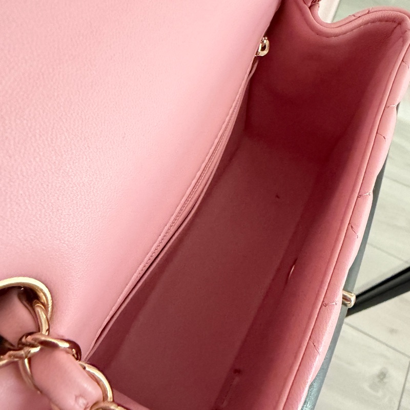 chanel 方胖子 粉色 淡金釦 minicoco-7