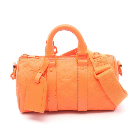 路易威登 Keepall Bandoulire 25 單肩手提包 M20930 皮革 橙色 二手