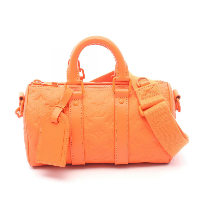 路易威登 Keepall Bandoulire 25 單肩手提包 M20930 皮革 橙色 二手-0