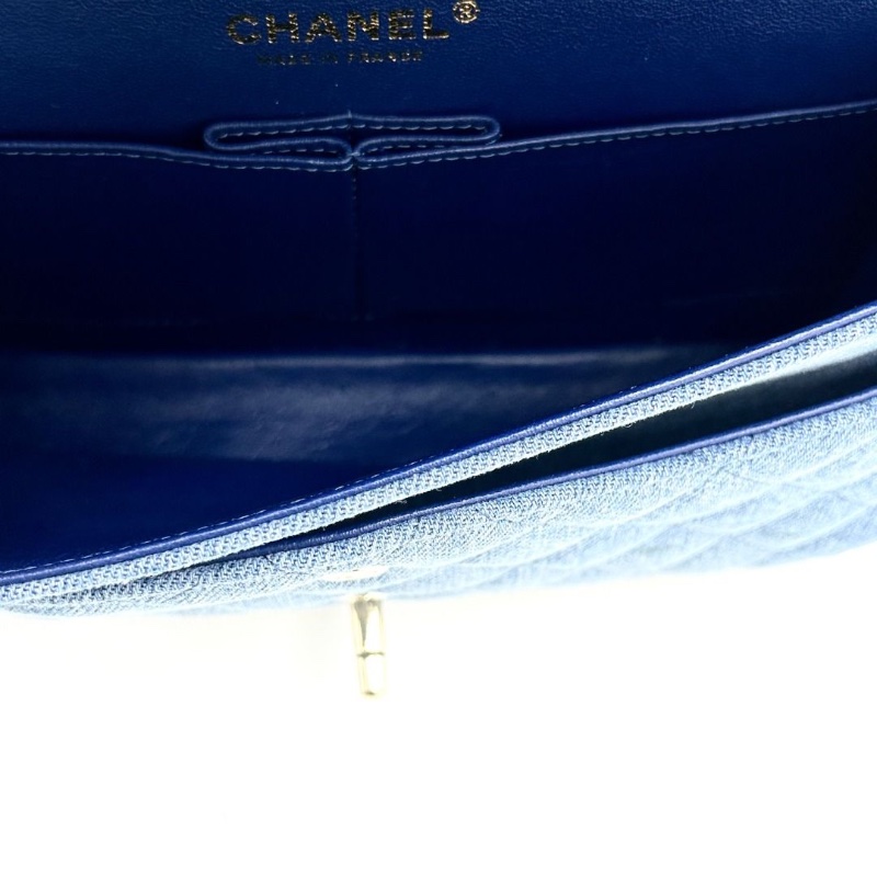 CHANEL 丹寧牛仔CF中號肩背斜背包 25*14*8 95新 配件塵袋 保卡-6