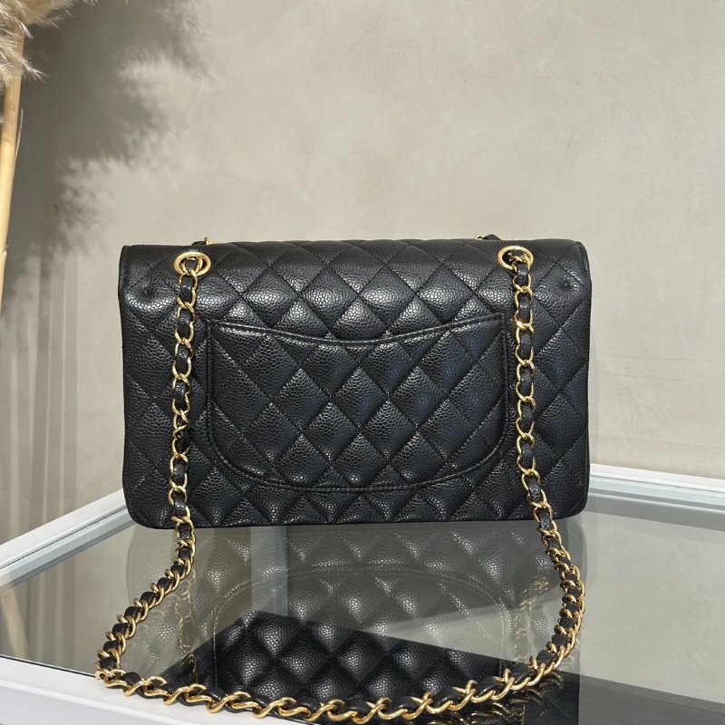 CHANEL 經典口蓋包 CF25 - 粒面牛皮黑金-4