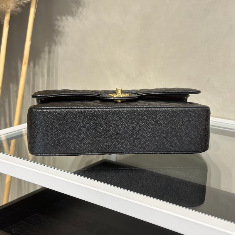CHANEL 經典口蓋包 CF25 - 粒面牛皮黑金-5