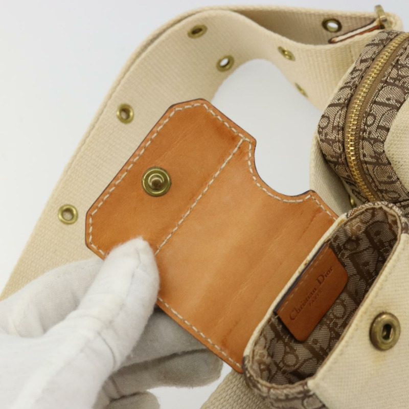 【日本直送】Christian Dior Trotter帆布腰包 街頭時尚 米色 金色 正品 bs34856A-9