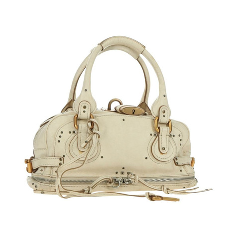 Chloe Paddington 手提包 皮革 白色 銀色 正品 178520V