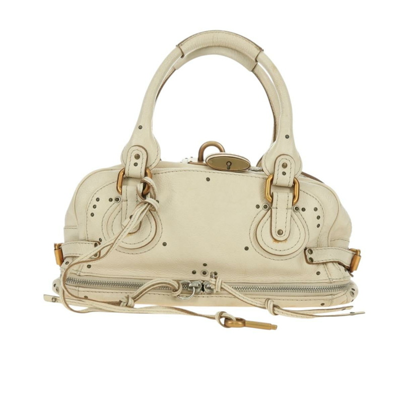 【日本直送】Chloe Paddington 手提包 皮革 白色 銀色 正品 178520V-12