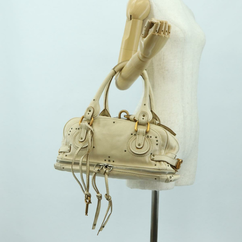 【日本直送】Chloe Paddington 手提包 皮革 白色 銀色 正品 178520V-31