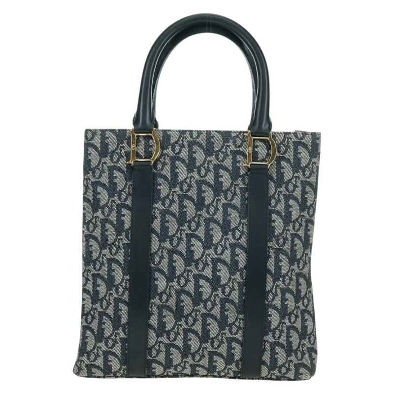 【日本直送】Christian Dior Trotter帆布手提包 海軍藍 金色 正品 ki6642V-1
