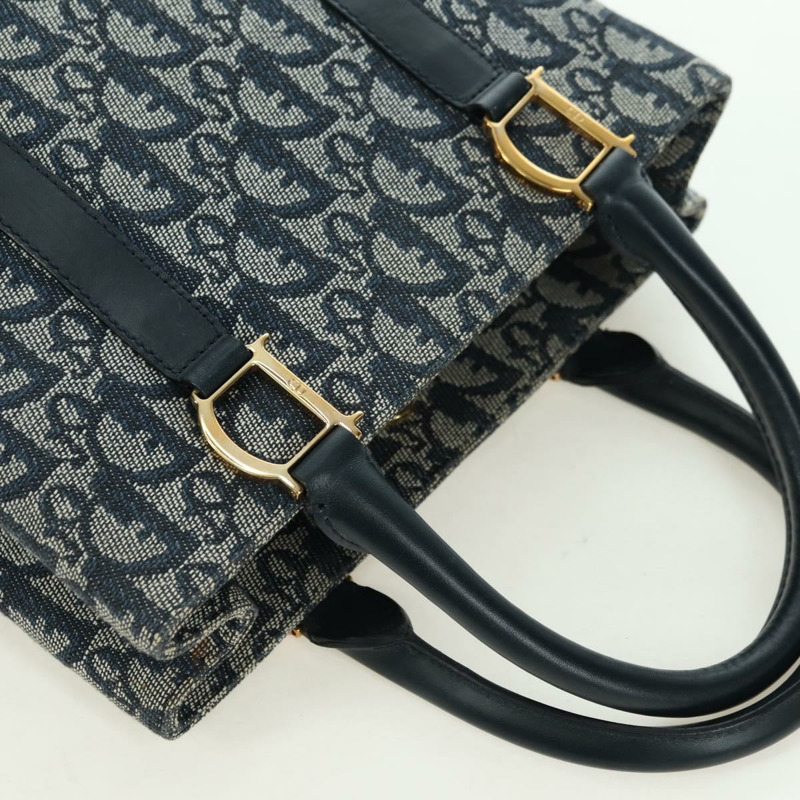 【日本直送】Christian Dior Trotter帆布手提包 海軍藍 金色 正品 ki6642V-5