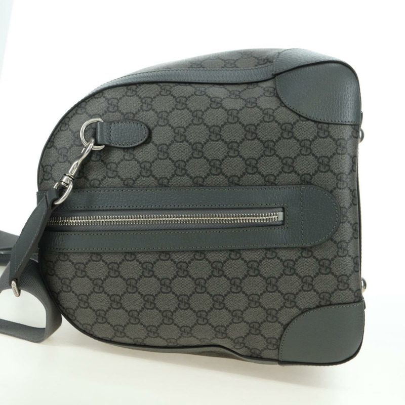 【日本直送】GUCCI GG Supreme Ophidia 波士頓包 PVC 灰銀色 724612 Auth mr2423M-3