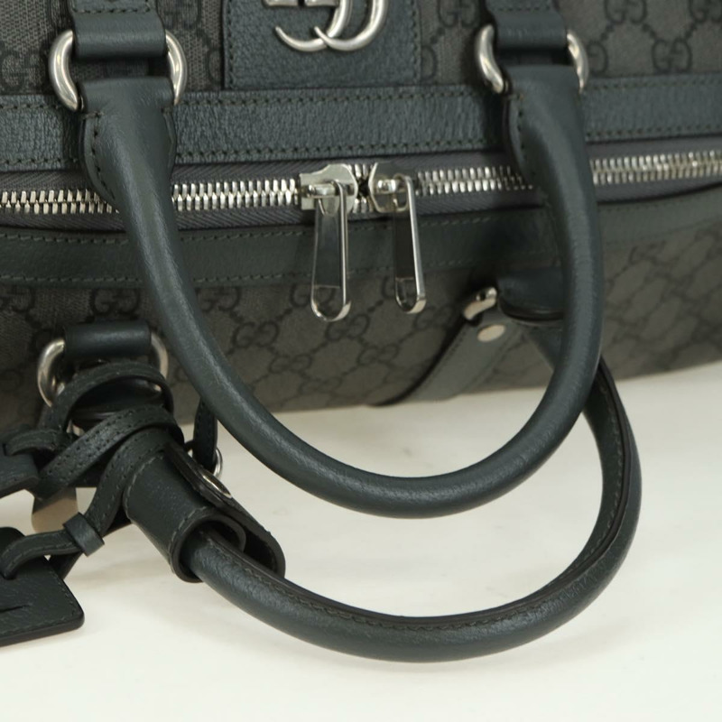 【日本直送】GUCCI GG Supreme Ophidia 波士頓包 PVC 灰銀色 724612 Auth mr2423M-6