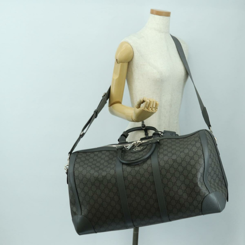 【日本直送】GUCCI GG Supreme Ophidia 波士頓包 PVC 灰銀色 724612 Auth mr2423M-28