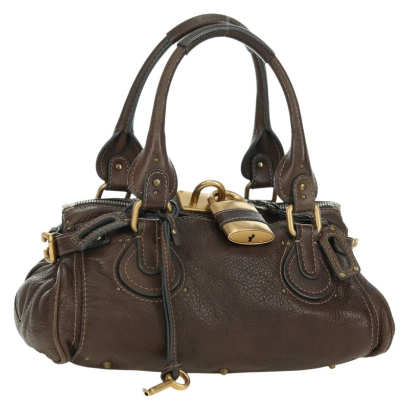 【日本直送】Chloe Paddington 手提包 皮革 棕色 金 銀色 Auth mr2427V-0
