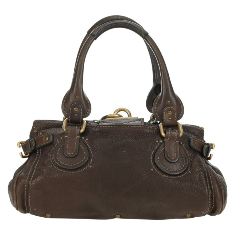 【日本直送】Chloe Paddington 手提包 皮革 棕色 金 銀色 Auth mr2427V-1