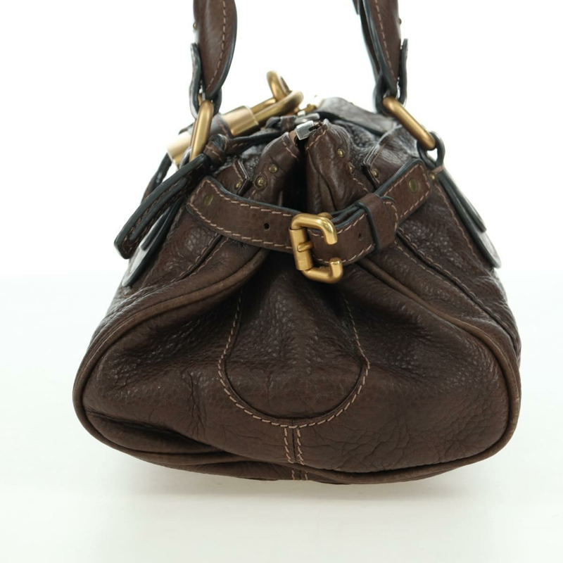【日本直送】Chloe Paddington 手提包 皮革 棕色 金 銀色 Auth mr2427V-2