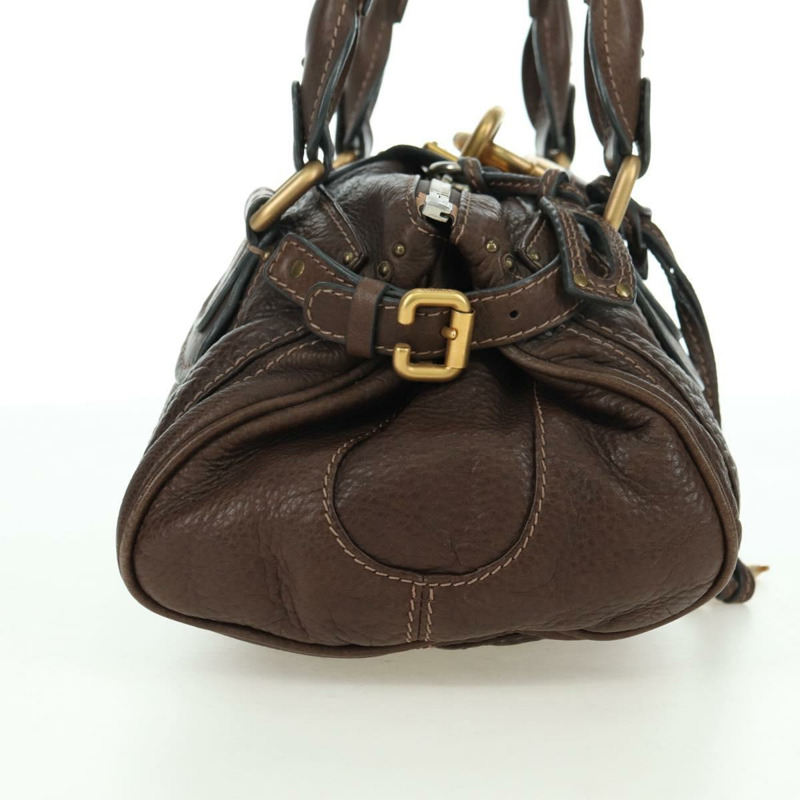 【日本直送】Chloe Paddington 手提包 皮革 棕色 金 銀色 Auth mr2427V-3