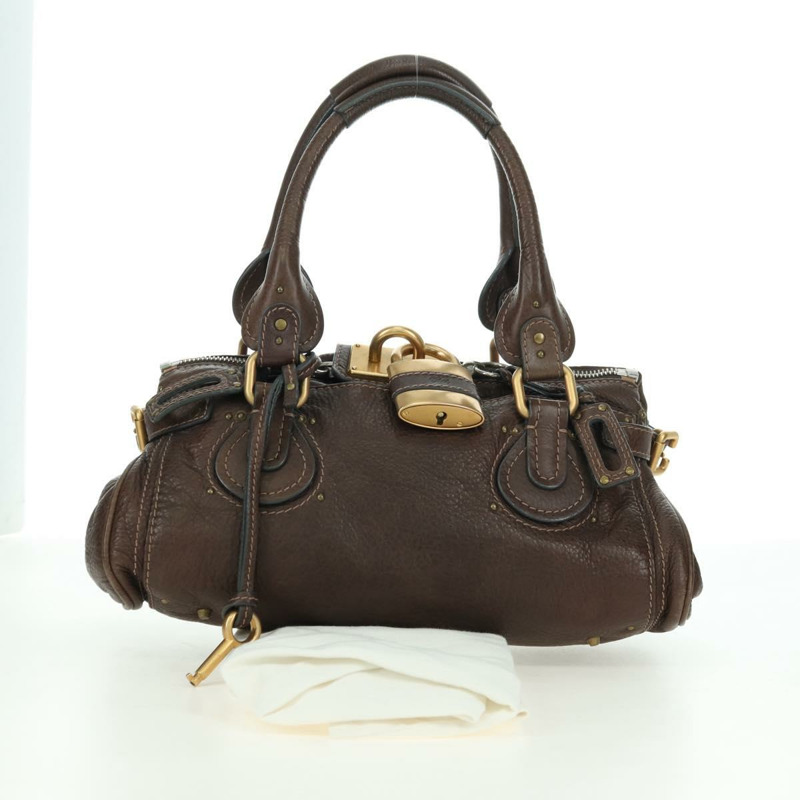 【日本直送】Chloe Paddington 手提包 皮革 棕色 金 銀色 Auth mr2427V-11