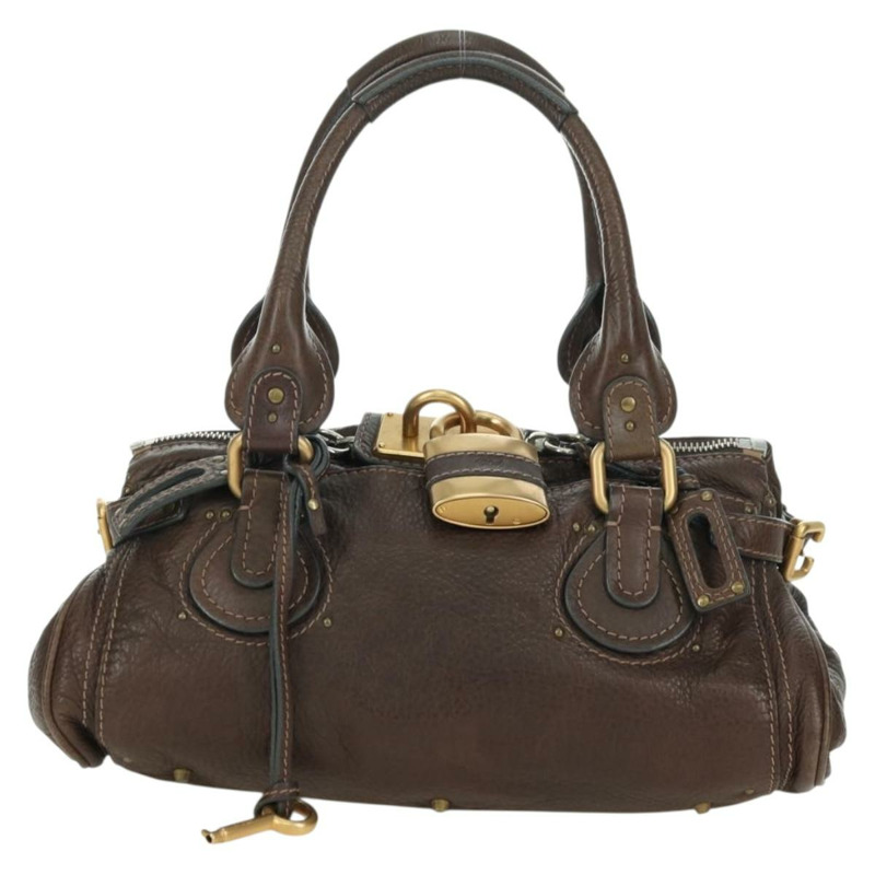 【日本直送】Chloe Paddington 手提包 皮革 棕色 金 銀色 Auth mr2427V-12