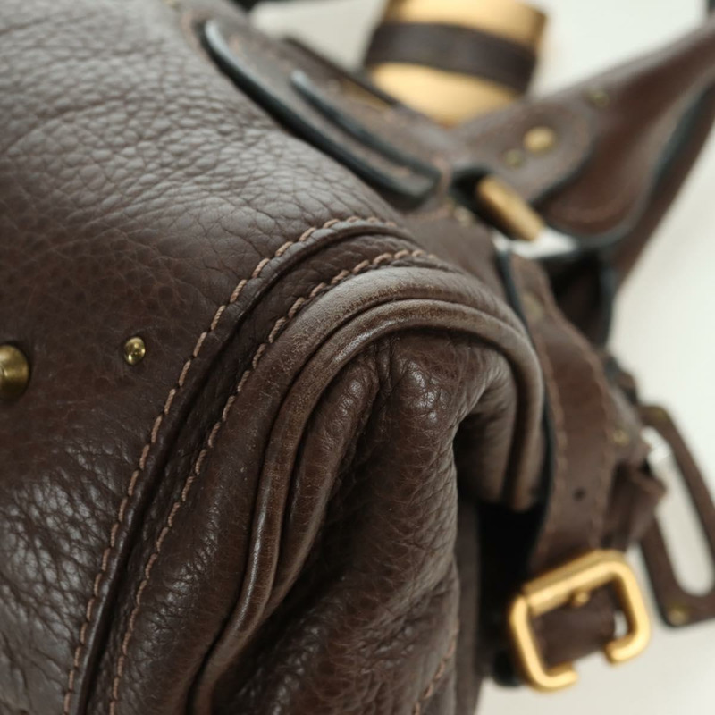 【日本直送】Chloe Paddington 手提包 皮革 棕色 金 銀色 Auth mr2427V-13