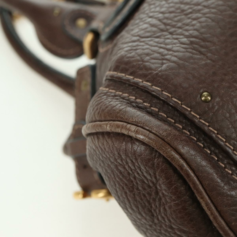 【日本直送】Chloe Paddington 手提包 皮革 棕色 金 銀色 Auth mr2427V-14
