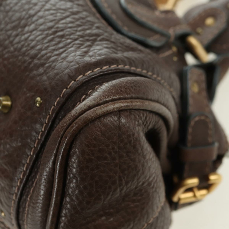 【日本直送】Chloe Paddington 手提包 皮革 棕色 金 銀色 Auth mr2427V-15