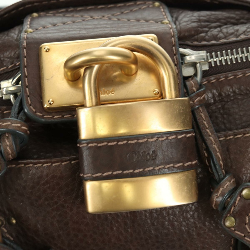 【日本直送】Chloe Paddington 手提包 皮革 棕色 金 銀色 Auth mr2427V-17
