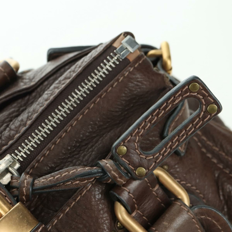 【日本直送】Chloe Paddington 手提包 皮革 棕色 金 銀色 Auth mr2427V-18