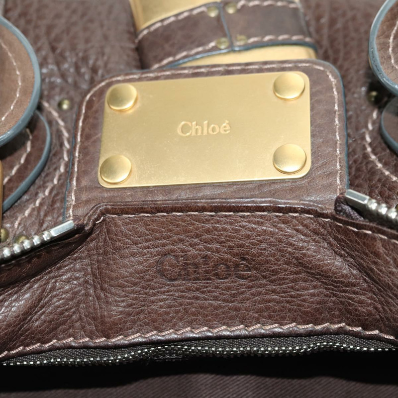 【日本直送】Chloe Paddington 手提包 皮革 棕色 金 銀色 Auth mr2427V-19