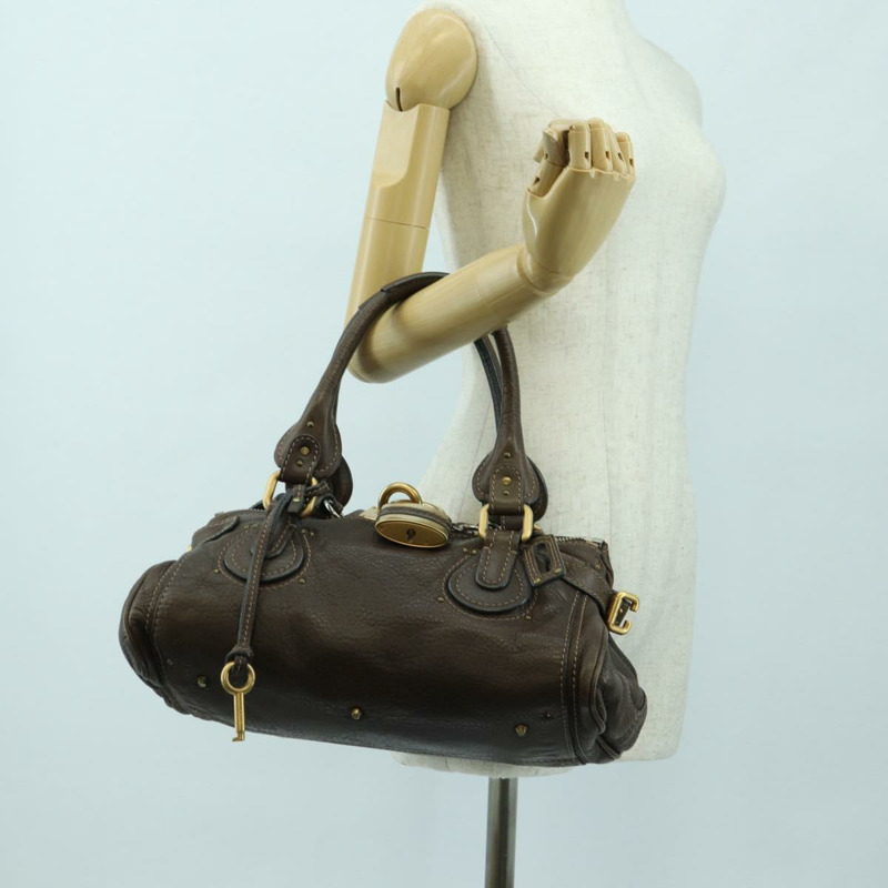 【日本直送】Chloe Paddington 手提包 皮革 棕色 金 銀色 Auth mr2427V-24