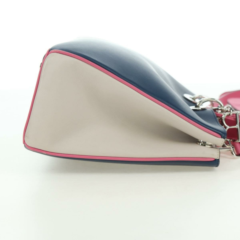 【日本直送】Christian Dior Lady Dior 三色皮革雙肩包，海軍藍/銀色，正品 am11597SAM-3