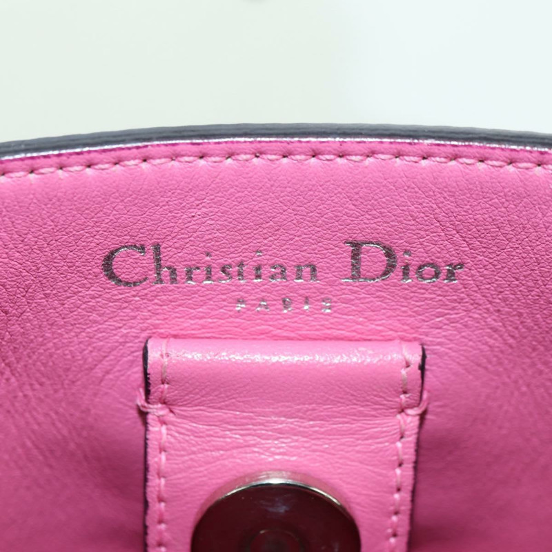 【日本直送】Christian Dior Lady Dior 三色皮革雙肩包，海軍藍/銀色，正品 am11597SAM-23
